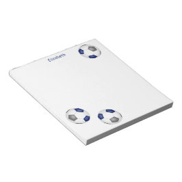 drei blaugraue Fußballbälle personalisiert Notizblock