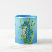 Drei blaugrüne Seepferd Dragons Algenwasser Tasse (Zentrum)