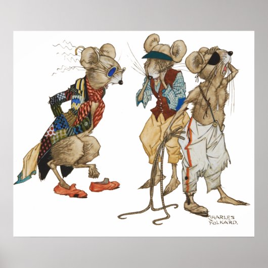Drei Blinde Mäuse von Charles Folk Poster (Vorne)