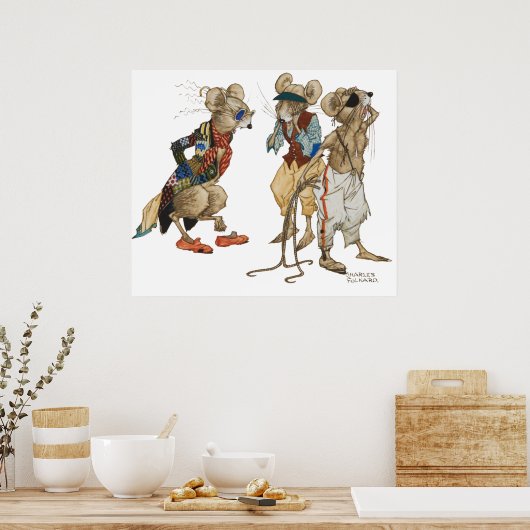 Drei Blinde Mäuse von Charles Folk Poster (Küche)
