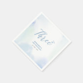 Drei | Blue Hearts & Watercolor Boy 3. Geburtstag Serviette (Ecke)