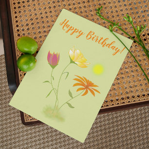 Drei Blume in der Sonne - Geburtstag transparent. Karte