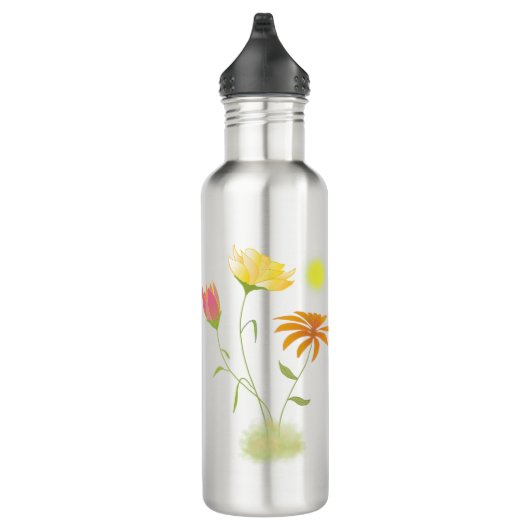 Drei Blume in der Sonne - transparent. Edelstahlflasche (Rechts)