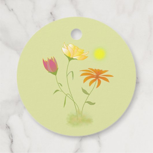 Drei Blume in der Sonne - transparent. Geschenkanhänger (Rückseite)