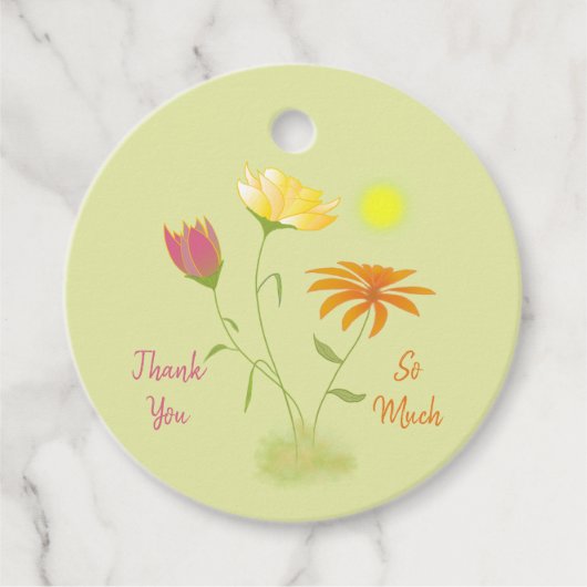 Drei Blume in der Sonne - transparent. Geschenkanhänger (Vorderseite)