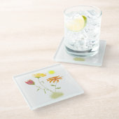 Drei Blume in der Sonne - transparent. Glasuntersetzer (Schrägansicht)