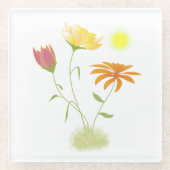 Drei Blume in der Sonne - transparent. Glasuntersetzer (Vorderseite)
