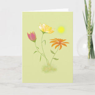 Drei Blume in der Sonne - transparent. Karte