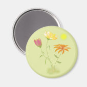 Drei Blume in der Sonne - transparent. Magnet (Vorderseite/Rückseite)