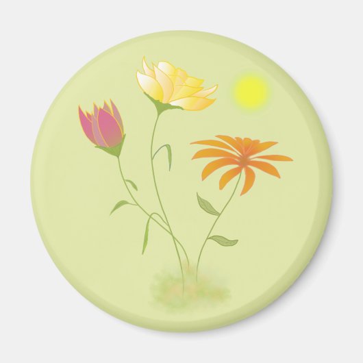 Drei Blume in der Sonne - transparent. Magnet (Vorne)