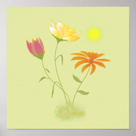Drei Blume in der Sonne - transparent. Poster