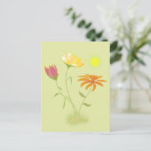 Drei Blume in der Sonne - transparent. Postkarte (Stehend Vorderseite)