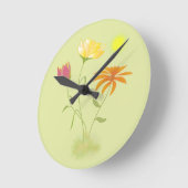 Drei Blume in der Sonne - transparent. Runde Wanduhr (Winkel)