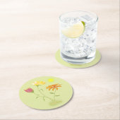 Drei Blume in der Sonne - transparent. Runder Pappuntersetzer (Vor Ort)