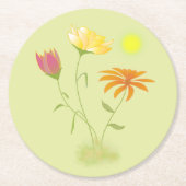 Drei Blume in der Sonne - transparent. Runder Pappuntersetzer (Vorderseite)