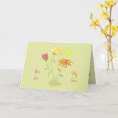 Drei Blume in der Sonne - transparent + Text. Karte (Gelbe Blume)