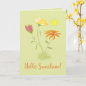 Drei Blume in der Sonne - transparent + Text. Karte (Gelbe Blume)