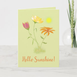 Drei Blume in der Sonne - transparent + Text. Karte