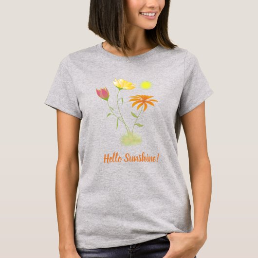 Drei Blume in der Sonne - transparent + Text. T-Shirt (Vorderseite)