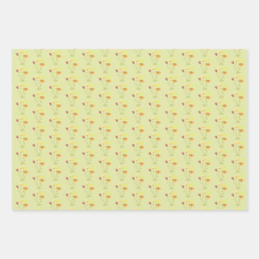 Drei Blume in der Sonne - transparentes 3x Muster Geschenkpapier Set (Vorderseite 3)