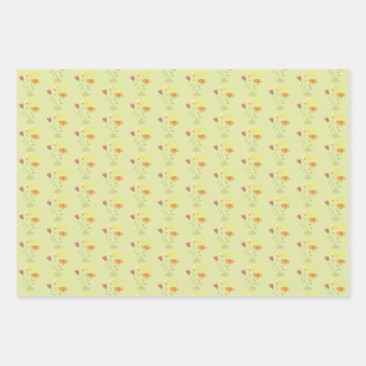 Drei Blume in der Sonne - transparentes 3x Muster Geschenkpapier Set (Vorderseite 2)