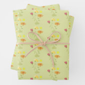 Drei Blume in der Sonne - transparentes 3x Muster Geschenkpapier Set (Beispiel)