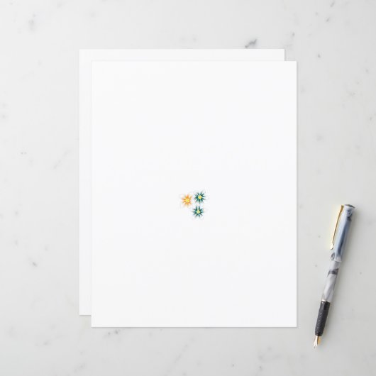 drei Blume mit grünen und orangefarbenen Blättern (Vorderseite/Rückseite Beispiel)