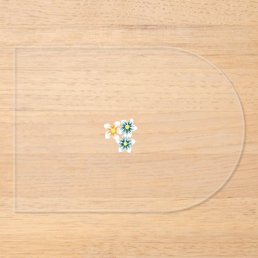 drei Blume mit grünen und orangefarbenen Blättern Acryleinladungen (Vorderseite)