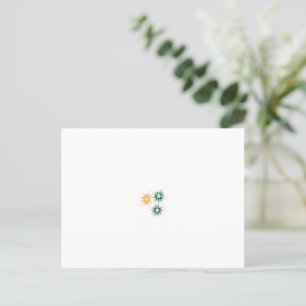 drei Blume mit grünen und orangefarbenen Blättern Postkarte