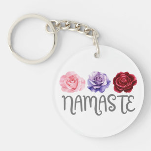 Drei Blume Namaste Schlüsselanhänger