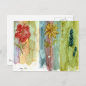Drei Blume Postkarten (Vorne/Hinten)