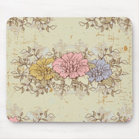 Drei Blume, Vintage Landflora Mousepad (Vorne)