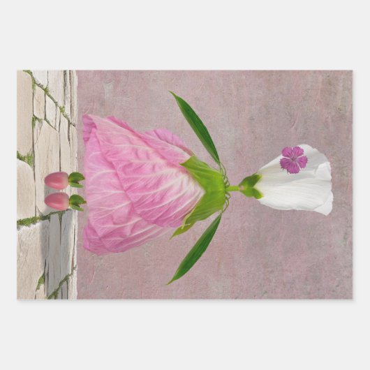 Drei Blume Zeichendesigns Geschenkpapier Set (Vorderseite 3)