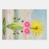 Drei Blume Zeichendesigns Geschenkpapier Set (Vorderseite 2)