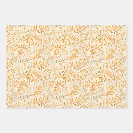 Drei Blumendrucke im Herbst Geschenkpapier Set (Vorderseite 3)