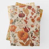 Drei Blumendrucke im Herbst Geschenkpapier Set (Beispiel)
