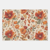 Drei Blumendrucke im Herbst Geschenkpapier Set (Vorderseite)