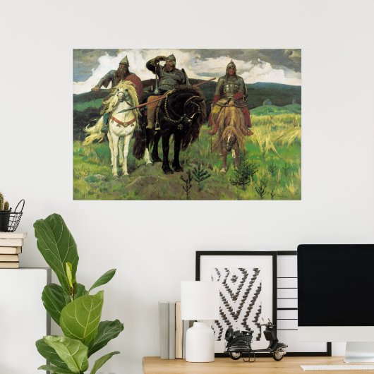 Drei Bogatyrer (1898) von Viktor Vasnetsov Print Poster (Heimbüro)