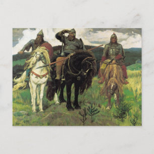 Drei Bogatyrs (1898) von Viktor Vasnetsov Druck Postkarte