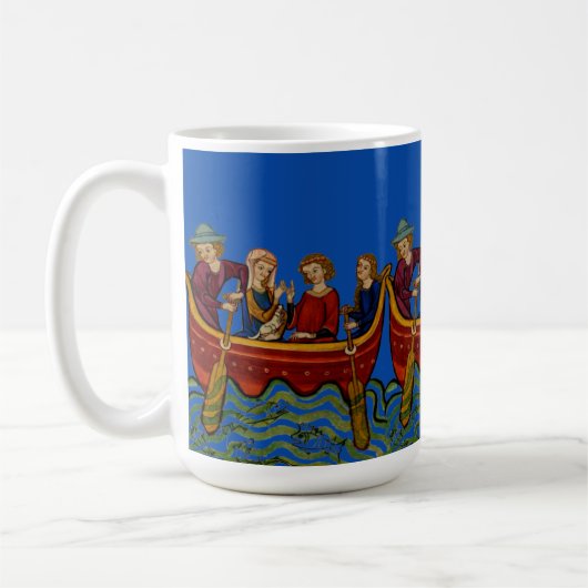 Drei Boote auf dem Fluss Blau Kaffeetasse (Links)