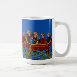 Drei Boote auf dem Fluss Blau Kaffeetasse