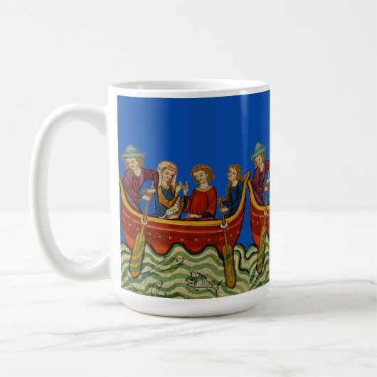 Drei Boote auf dem Fluss Blau Kaffeetasse (Links)