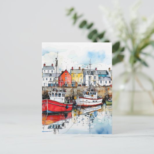 Drei Boote im Fischereihafen Postkarte (Stehend Vorderseite)