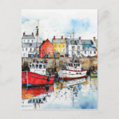 Drei Boote im Fischereihafen Postkarte (Vorderseite)