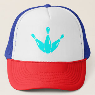 Drei Bowling Pins Aqua Blau Truckerkappe