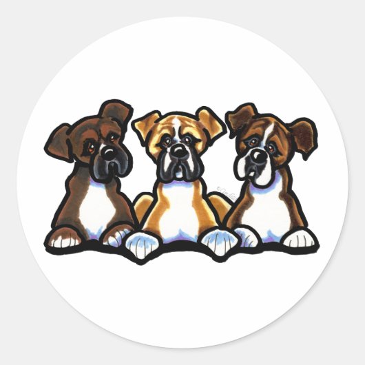 Drei Boxer Runder Aufkleber (Vorderseite)