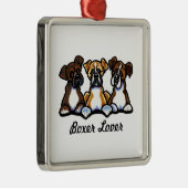 Drei Boxer Silbernes Ornament (Rechts)