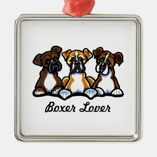 Drei Boxer Silbernes Ornament (Vorne)
