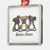 Drei Boxer Silbernes Ornament (Links)