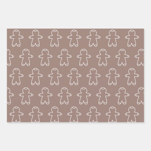 Drei braune Tones Gingerbrett Männer Geschenkpapier Set (Vorderseite 2)